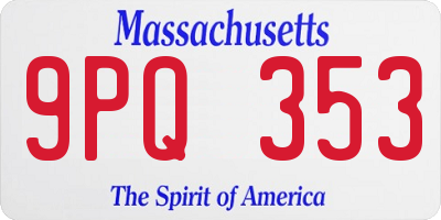 MA license plate 9PQ353