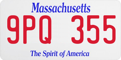 MA license plate 9PQ355