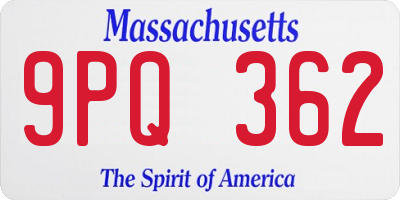 MA license plate 9PQ362