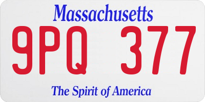MA license plate 9PQ377