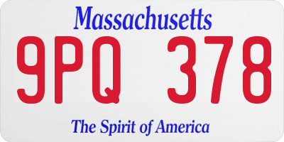 MA license plate 9PQ378