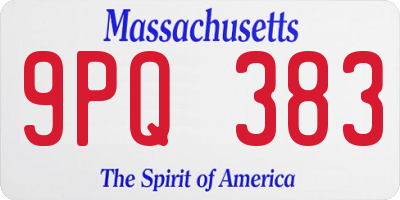 MA license plate 9PQ383