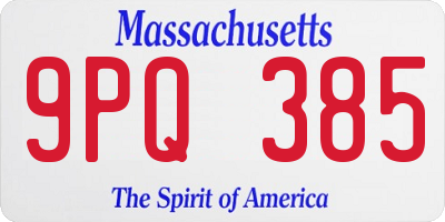 MA license plate 9PQ385