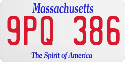 MA license plate 9PQ386
