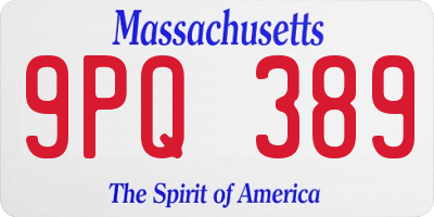 MA license plate 9PQ389