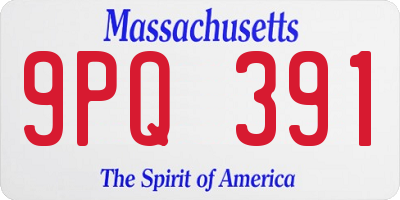 MA license plate 9PQ391