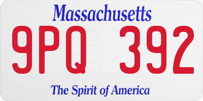 MA license plate 9PQ392