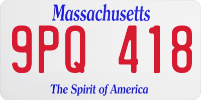 MA license plate 9PQ418