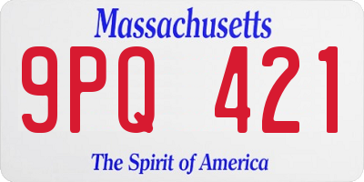 MA license plate 9PQ421