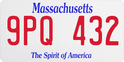 MA license plate 9PQ432