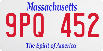 MA license plate 9PQ452