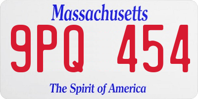 MA license plate 9PQ454