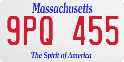 MA license plate 9PQ455