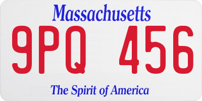 MA license plate 9PQ456