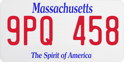 MA license plate 9PQ458