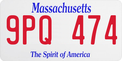 MA license plate 9PQ474