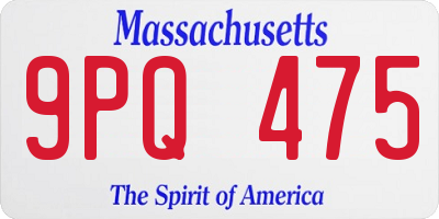 MA license plate 9PQ475