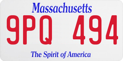 MA license plate 9PQ494