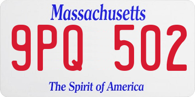 MA license plate 9PQ502