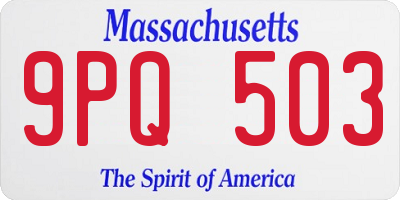 MA license plate 9PQ503