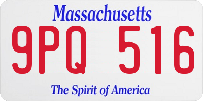 MA license plate 9PQ516