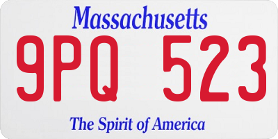 MA license plate 9PQ523