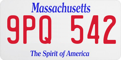 MA license plate 9PQ542