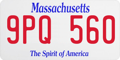 MA license plate 9PQ560
