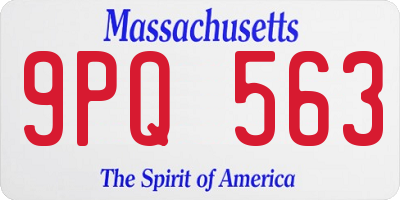 MA license plate 9PQ563