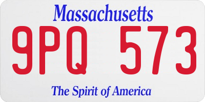 MA license plate 9PQ573