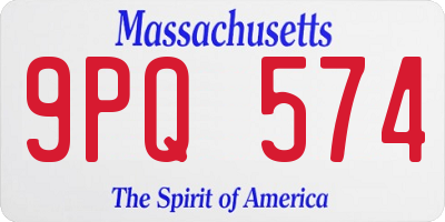 MA license plate 9PQ574
