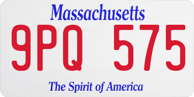MA license plate 9PQ575