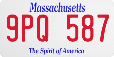 MA license plate 9PQ587