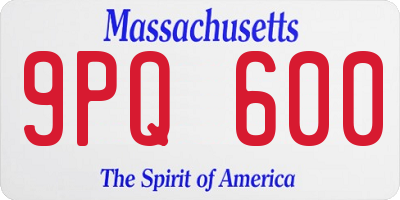 MA license plate 9PQ600