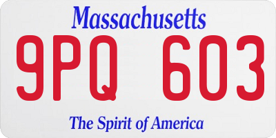 MA license plate 9PQ603