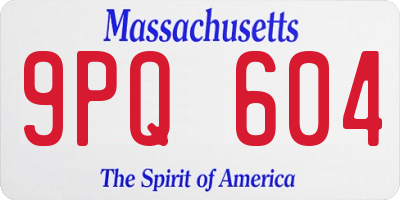 MA license plate 9PQ604