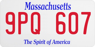 MA license plate 9PQ607