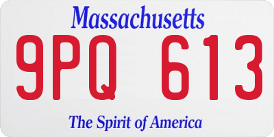 MA license plate 9PQ613