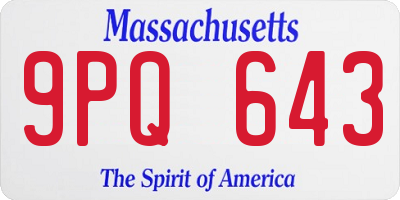 MA license plate 9PQ643