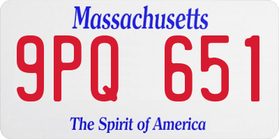 MA license plate 9PQ651