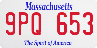 MA license plate 9PQ653