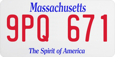 MA license plate 9PQ671