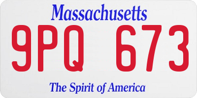 MA license plate 9PQ673