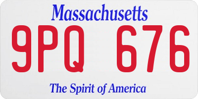 MA license plate 9PQ676