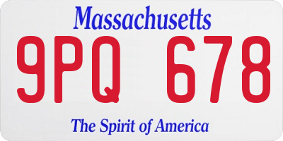 MA license plate 9PQ678