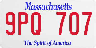 MA license plate 9PQ707