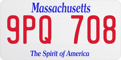 MA license plate 9PQ708