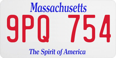 MA license plate 9PQ754