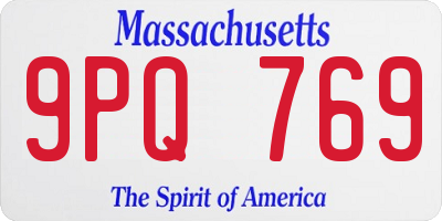 MA license plate 9PQ769