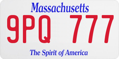 MA license plate 9PQ777
